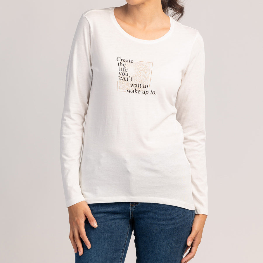 SORA  - ДАМСКА ТЕНИСКА С ДЪЛЪГ РЪКАВ ОТ 100% ПАМУК